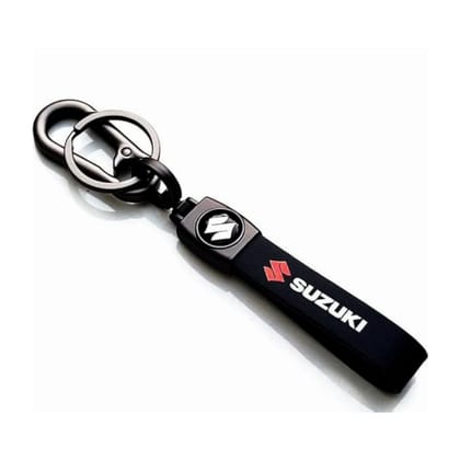 Suzuki Leather Keychain for Scooty, Bike & Car (1 Black)