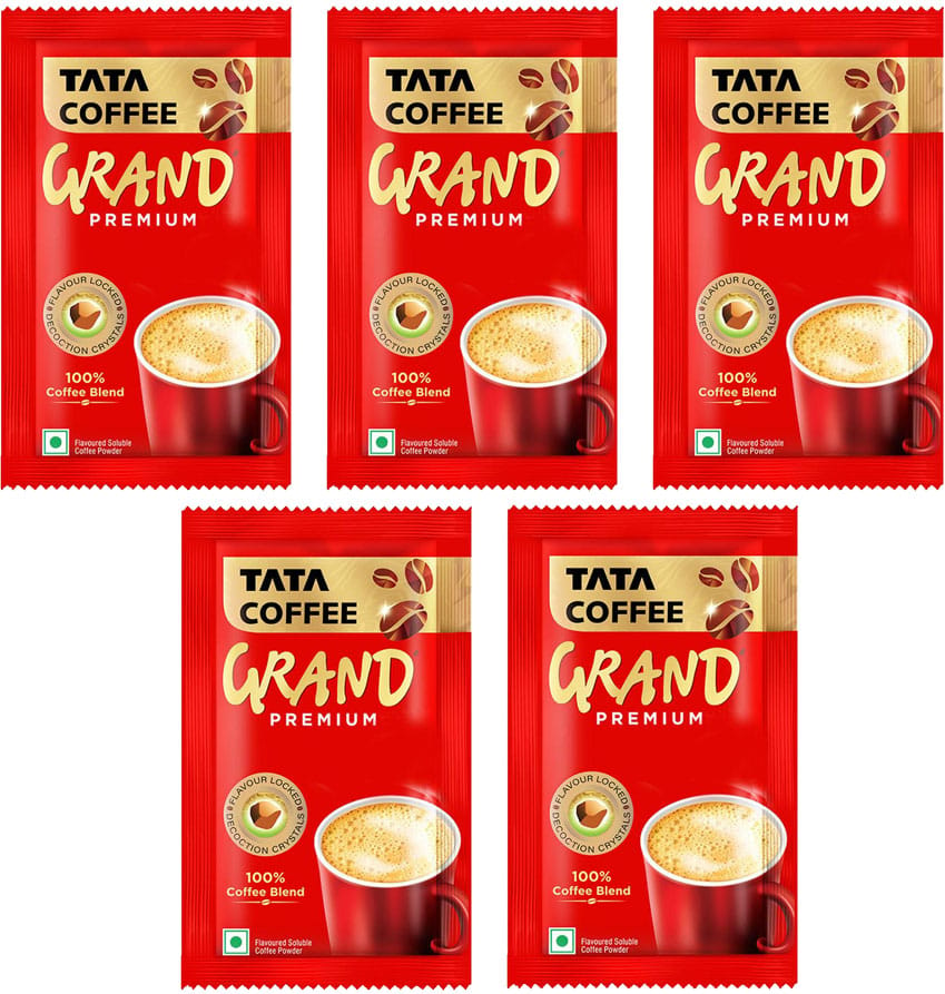 Tata Coffee Grand Premium Instant Coffee - 100% Coffee Blend - 1.2gm (Pack of 5)