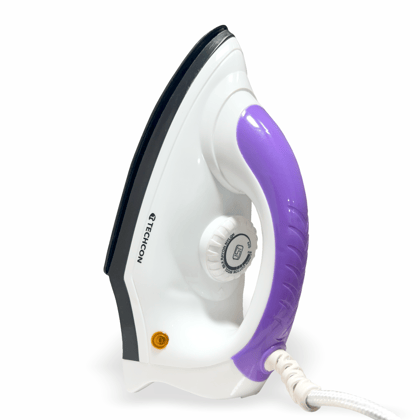 Techcon Easy Dry Iron, 750-Watt Non-Stick Soleplate, Adjustable Temperature Control, Anti-Drip, Self-Cleaning, Purple