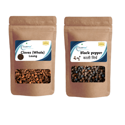  Shuddh Pack Combo of Cloves (Whole) Laung and Black Pepper Kali Mirch