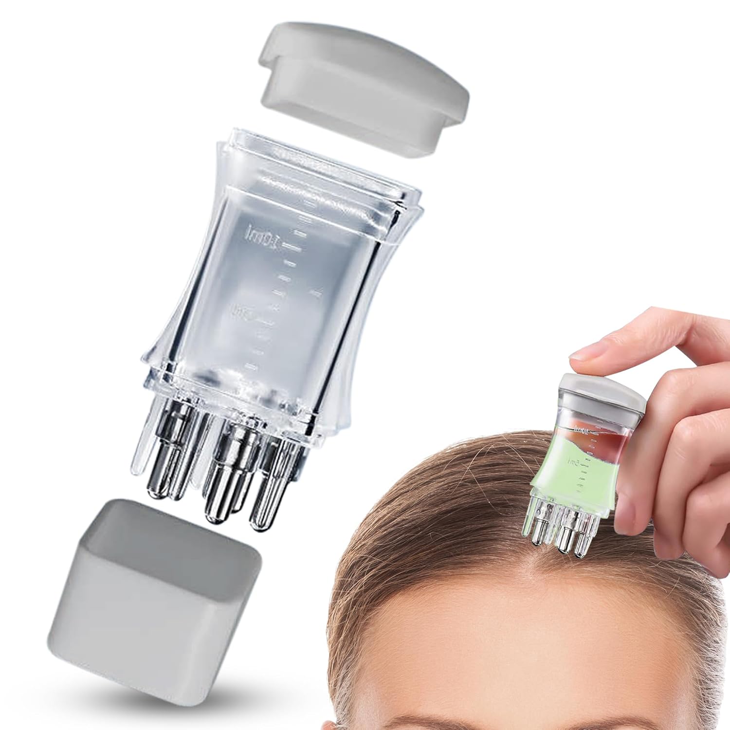 Hair Oil Applicator for Scalp - Hair Oiling Tool with 5 Discharge Columns, Hair Oil Dispenser and Massager for Hair Growth Serum Applicator and for Various Liquids |10 ML|