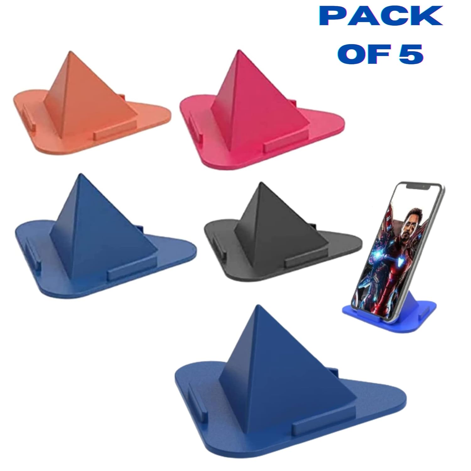  5-Pack of Universal Phone Stand Holders - Multi-Angle Cell Phone Holder for Desk - Cradleless Design for All Smartphones