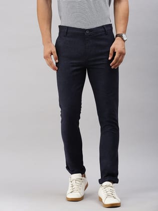 Classic Polo Men's Navy Blue Slim Fit Solid Casual Trouser | TP2-EL-12 B-NVY-MF-LY