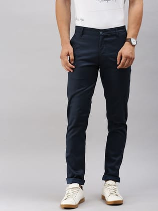 Classic Polo Men's Navy Blue Slim Fit Solid Casual Trouser | TP2-CL 07 C-NVY-MF-LY