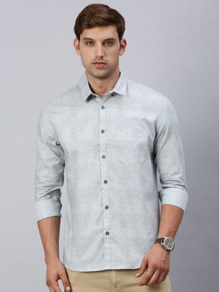 Classic Polo Men's Full Sleeve White/Grey Slim Fit Printed Casual Shirt | SP2-CL-13 A-FS-PRT-SF