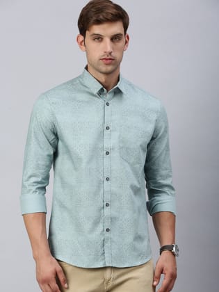 Classic Polo Men's Full Sleeve Green/Grey Slim Fit Printed Casual Shirt | SP2-CL-13 B-FS-PRT-SF