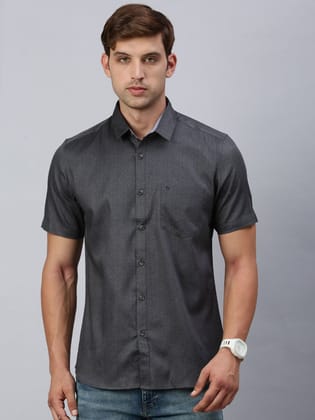 Classic Polo Men's Half Sleeve Dark Grey Slim Fit Solid Casual Shirt | SP2-CL-11 A-HS-PRT-SF