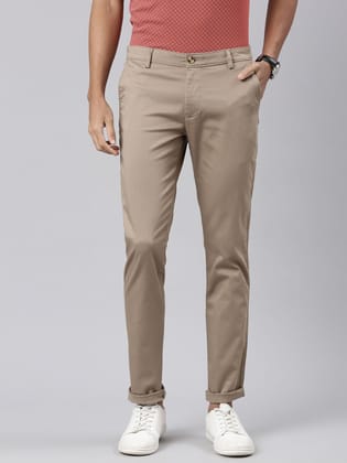 Classic Polo Men's Khaki Cotton Lycra Slim Fit Trousers | TRS-MELLOW-KHA MF LY