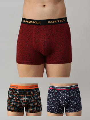 Classic Polo Men's Modal Printed Trunks | Glance - Multicolor (Pack of 3)