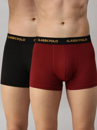 Classic Polo Men's Modal Solid Trunks | Glance - Black & Red (Pack of 2)