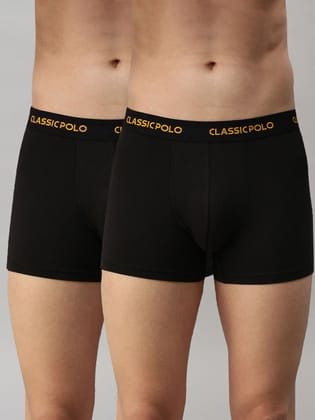 Classic Polo Men's Modal Solid Trunks | Glance - Black (Pack of 2)