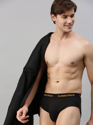 Classic Polo Men's Modal Solid Brief | Scarce - Black