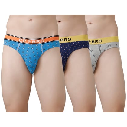 CP BRO Men's Printed Briefs with Exposed Waistband Value Pack - Multicolor (Pack of 3)