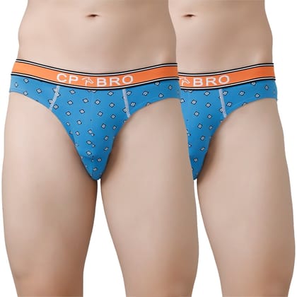 CP BRO Men's Printed Briefs with Exposed Waistband Value Pack - Blue (Pack of 2)