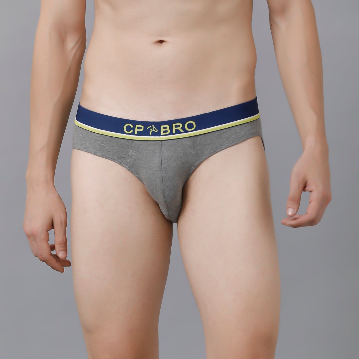 CP BRO Men's Printed Briefs with Exposed Waistband - Grey CP BRO Men's Solid