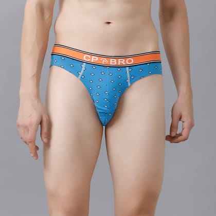 CP BRO Men's Printed Briefs with Exposed Waistband - Blue Print