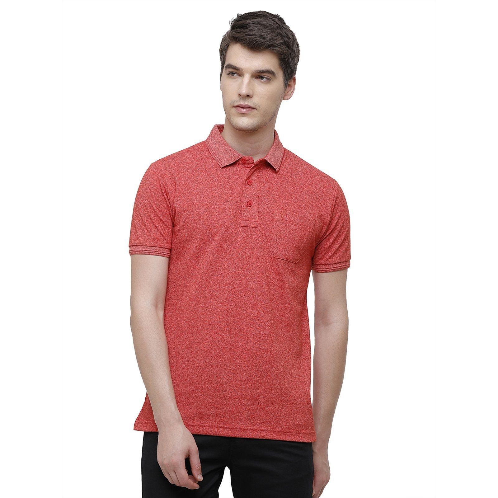 Classic Polo Men's Peach Trendy Grindle Polo Half Sleeve Slim Fit T-Shirt | Proten - Molten Lava