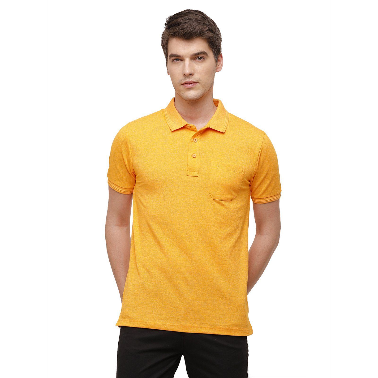 Classic Polo Men's Mustard Trendy Grindle Polo Half Sleeve Slim Fit T-Shirt | Proten - Mustard