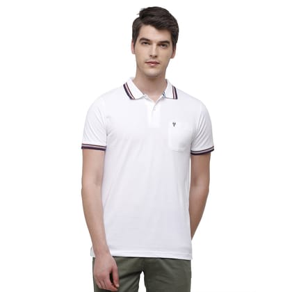 Classic Polo Men's White Sporty Polo Half Sleeve Slim Fit T-Shirt - Pristo White