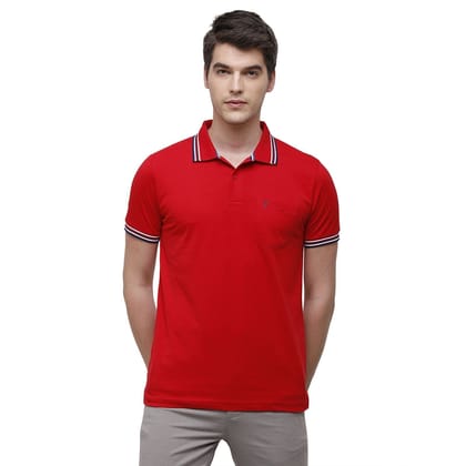 Classic Polo Men's Red Sporty Polo Half Sleeve Slim Fit T-Shirt - Pristo True Red