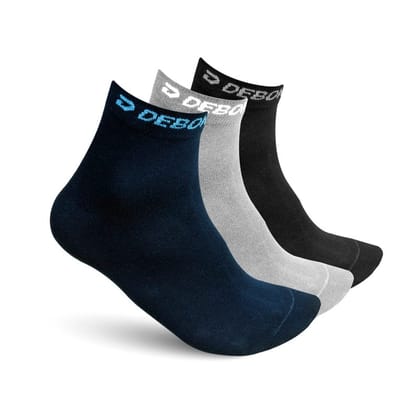 VKC DEBON DAS101 Men's Cushioned Ankle Sports/Gym Socks Made with Cotton & Spandex- Pack of 3