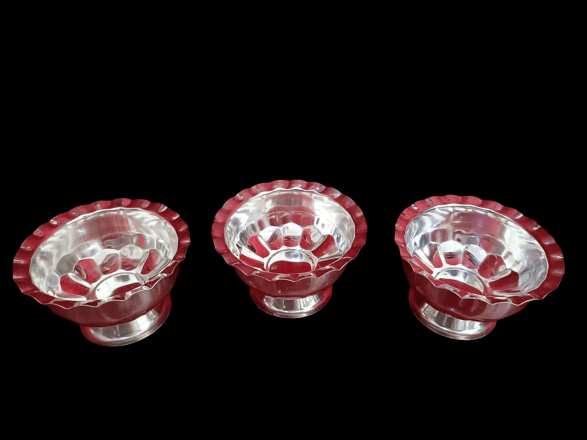 Set of 3 Silver-Plated Katori/Bowls for Dry Fruits, Snacks, and Sweets (2.5 inch)