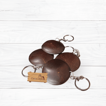 CocoLand Coconut Shell Raw Keychain 50 mm Diameter Glossy Polished / Custom Keychain / Custom Art Work Round Keychain /Engraving/Printing