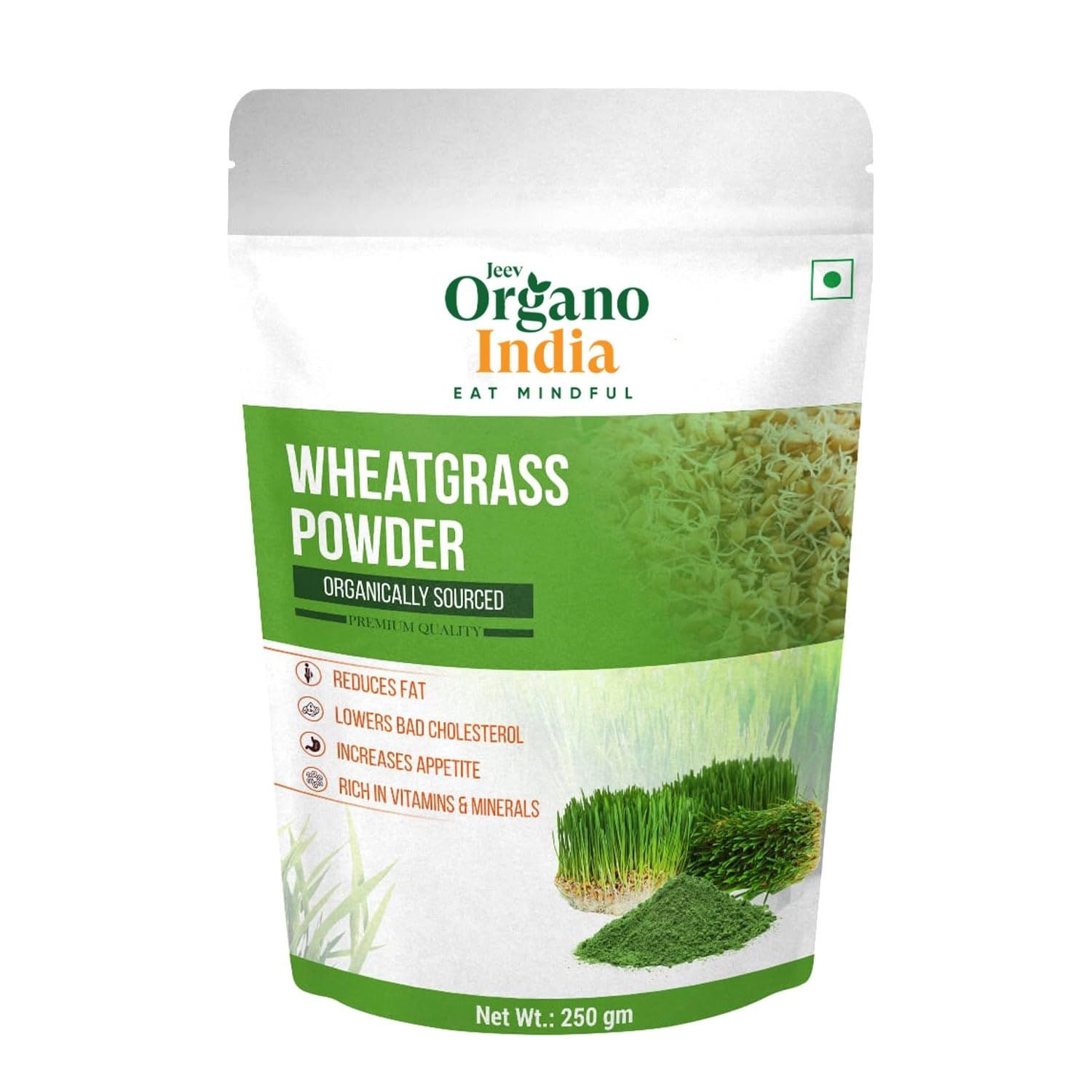 Organo India Wheat Grass Powder(250gm) |Antioxidant Superfood | Non-GMO | Detoxifying | Rich in Vitamins and Minerals | Pack of 1