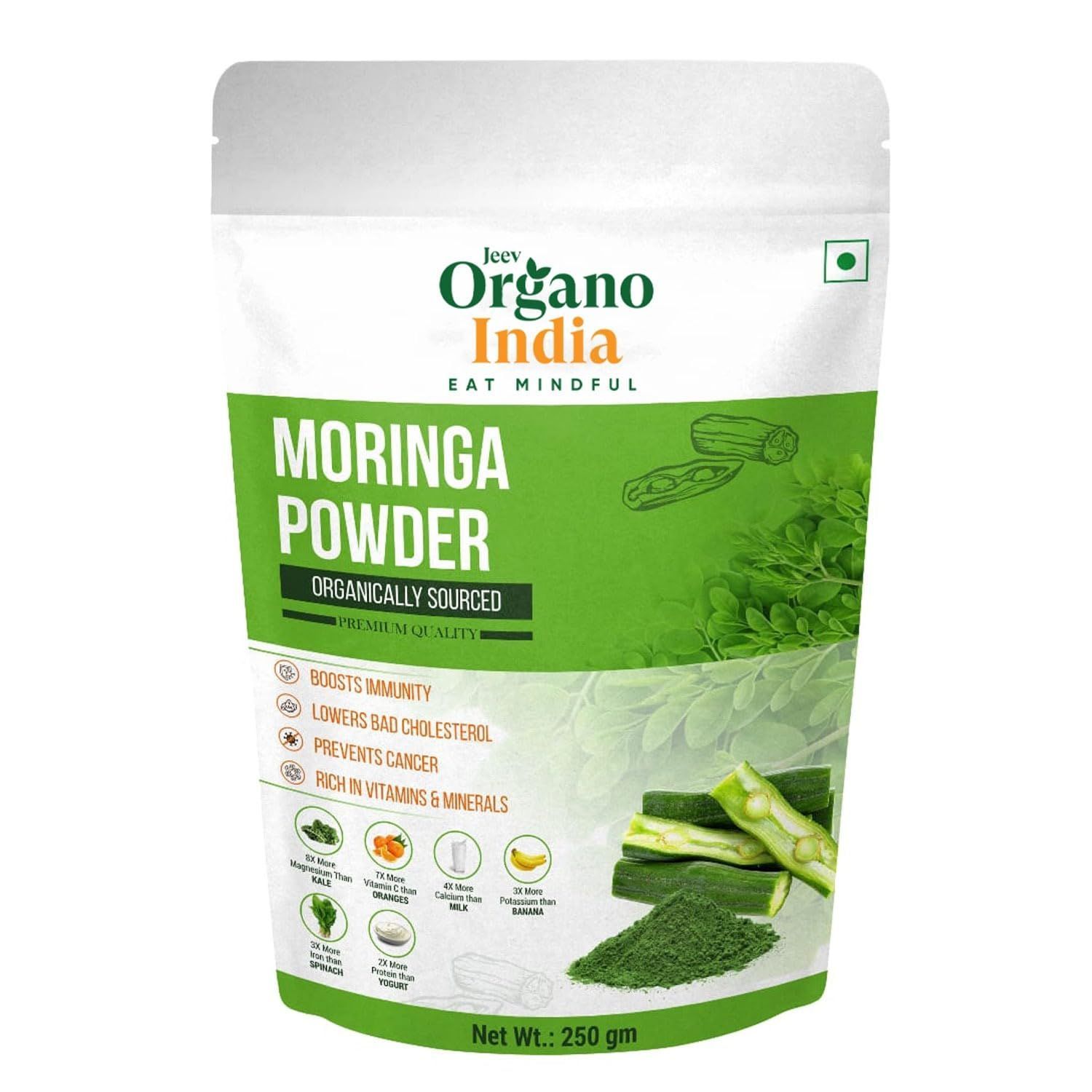 Olifera Leaves Powder |Moringa Leaves Powder | Organo India moringa leaf powder (250g) Immunity Booster Energy with Minerals For Weight loss Pack of 1