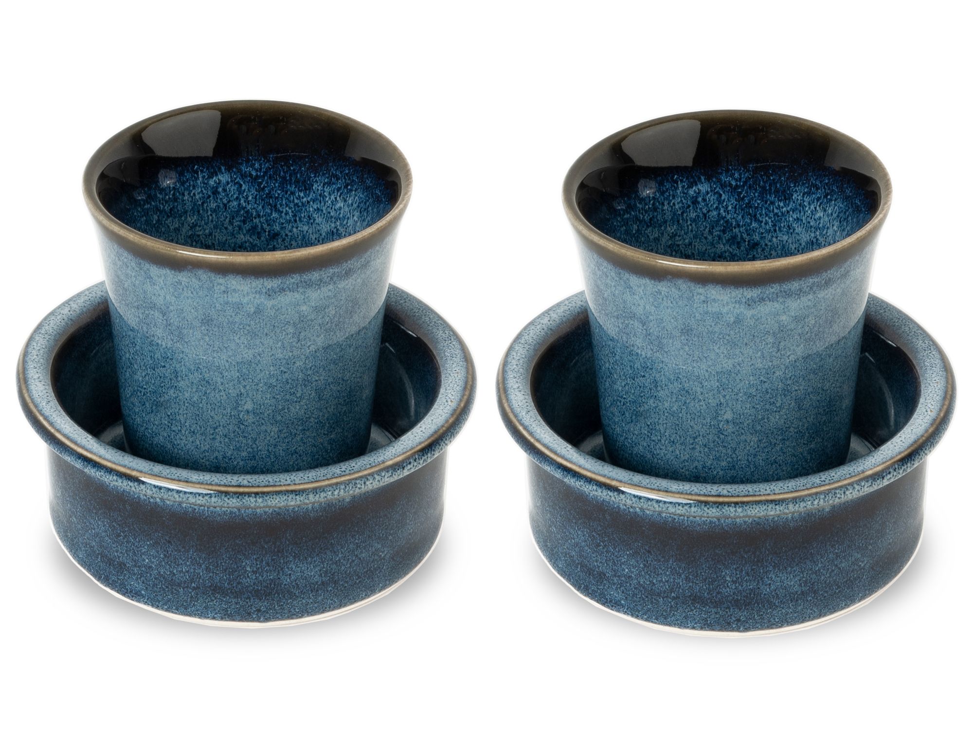 Bodhi House Premium Ceramic Dawara Set, Tea Dabara Set, Tumbler Set for Authentic South Indian Filter Coffee, Serving Drinkware (GRN-BLUE, 2 Set)