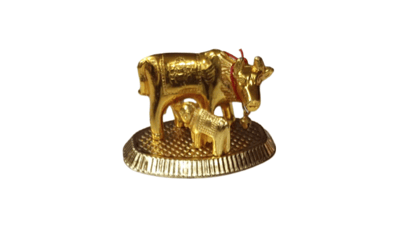 Gold-Plated Cow and Calf Statue