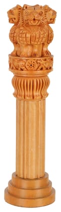 Cottage Wooden Ashoka Pillar 6 Inch (15 cm x 7 cm x 15 cm, Brown)