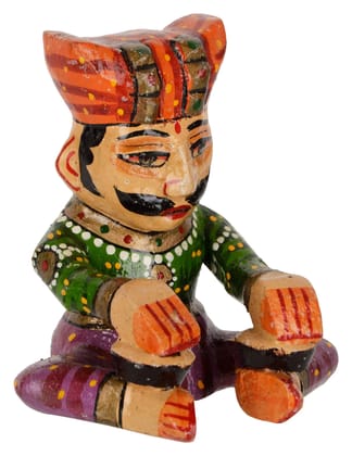 Central Cottage Industries Emporium (Govt of India Undertaking) Handcrafted Wooden Human Figurine (7 cm x 7 cm x 10 cm, Multicolor)