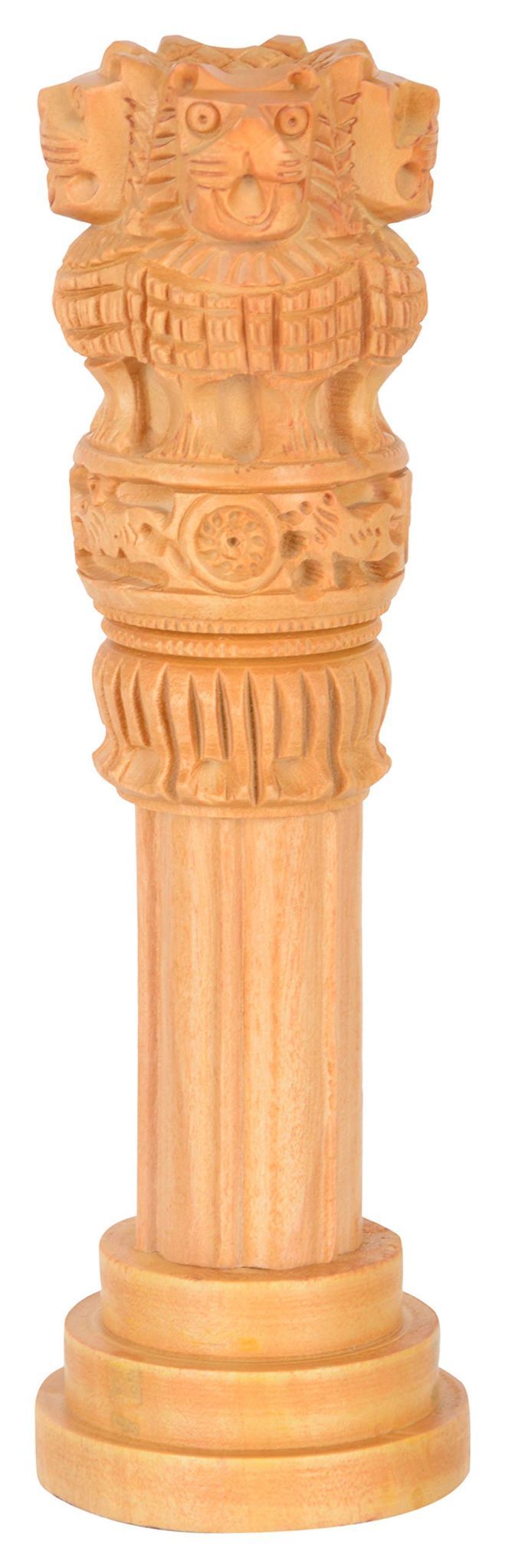 Cottage Wooden Ashoka Pillar (15 cm x 5 cm x 15 cm, Brown)