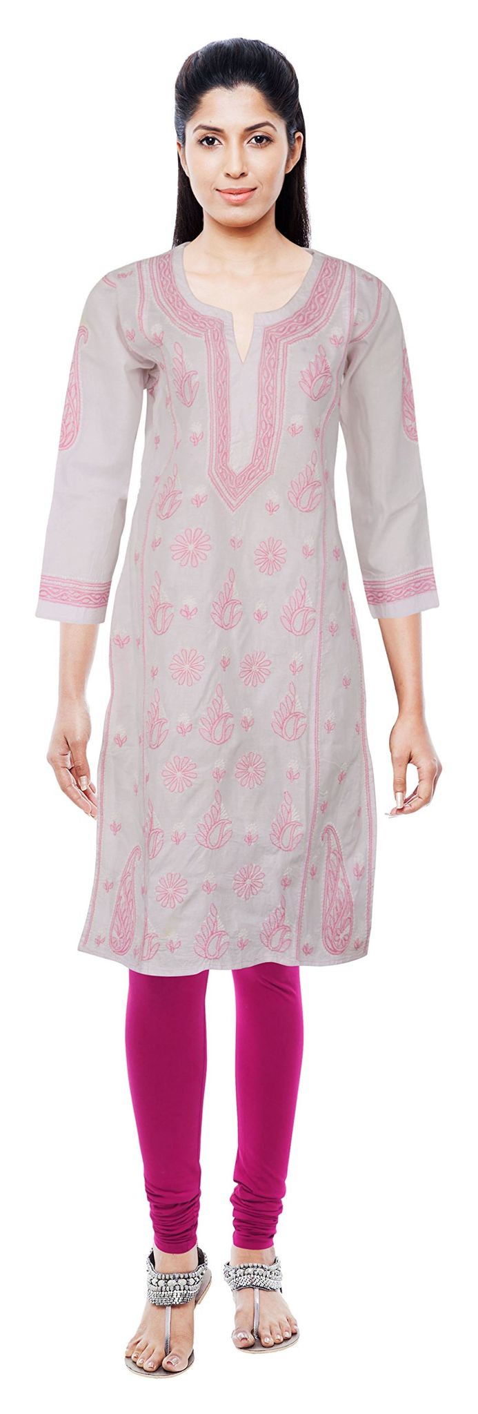 Cottage Women's Cotton Straight Kurta (Multi-Coloured, Medium)