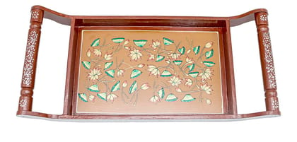 COTTAGE Kishangarh Style Painted Tea Tray In Ply Wood 18X8 Inch