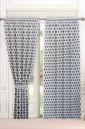 COTTAGE Handmade Cotton Leaves Print Grommet Door Curtains, Set ot 2 (3.6x7 ft, Multicolor)