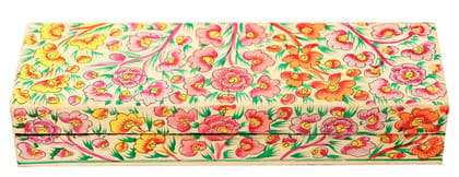 COTTAGE Hand-Painted Paper Mache Pencil Box, Pack of 1 (8X25 inch) - Multicolor