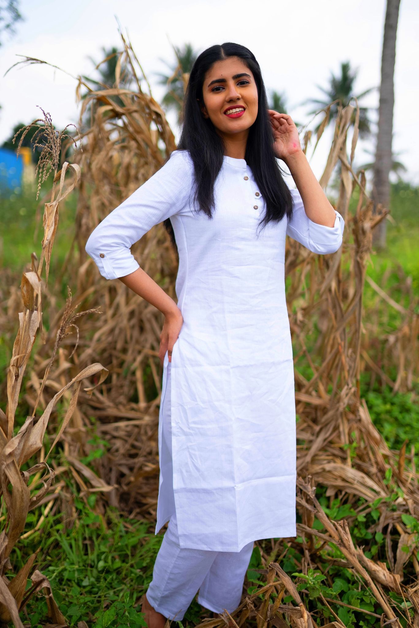 Women Hemp White Straight Kurta