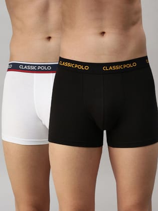 Classic Polo Men's Modal Solid Trunks | Glance - White & Black (Pack of 2)