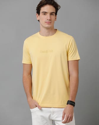 Classic Polo Men's Cotton Half Sleeve Solid Slim Fit Round Neck Yellow Color T-Shirt | Baleno - 507 B