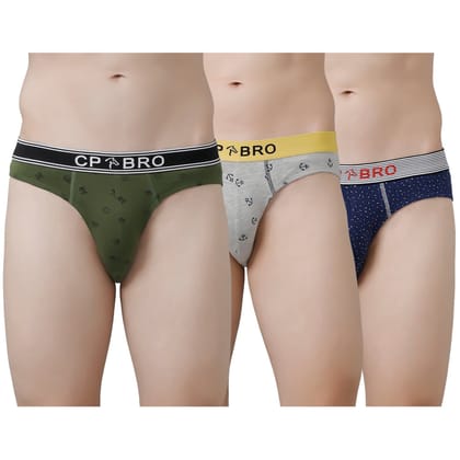 CP BRO Men's Printed Briefs with Exposed Waistband Value Pack - Multicolor (Pack of 3)