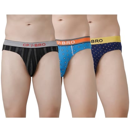 CP BRO Men's Printed Briefs with Exposed Waistband Value Pack - Multicolor (Pack of 3)