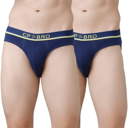 CP BRO Men's Solid Briefs with Exposed Waistband Value Pack - Navy (Pack of 2)