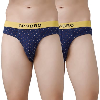 CP BRO Men's Printed Briefs with Exposed Waistband Value Pack - Navy (Pack of 2)