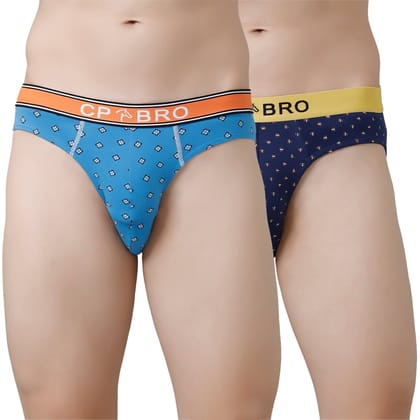 CP BRO Men's Printed Briefs with Exposed Waistband Value Pack - Blue & Navy (Pack of 2)