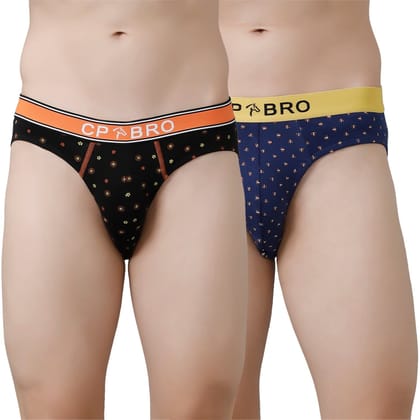 CP BRO Men's Printed Briefs with Exposed Waistband Value Pack - Black Dot & Navy (Pack of 2)