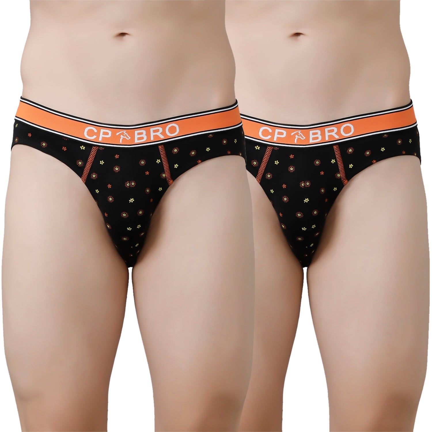 CP BRO Men's Printed Briefs with Exposed Waistband Value Pack - Black Dot (Pack of 2)