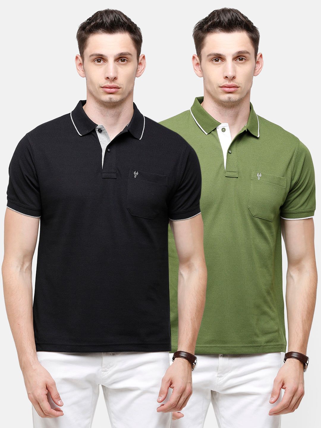 Classic Polo Men's Combo Double Pique Polo Half Sleeve Slim Fit T-Shirt Nova - Pack of 2