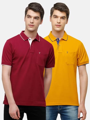 Classic Polo Men's Combo Double Pique Polo Half Sleeve Slim Fit T-Shirt Nova - Pack of 2